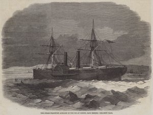 De stoomtransport Adriatic in het ijs bij Sidney, Cape Breton